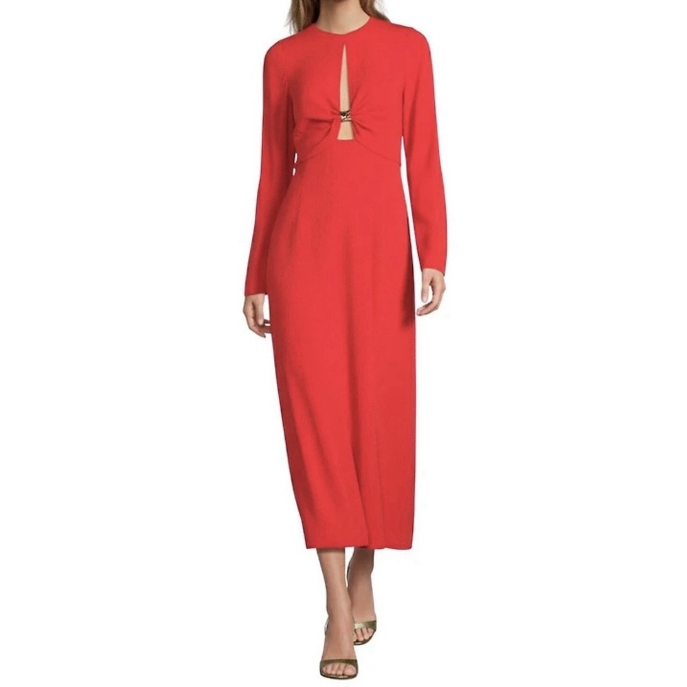 Antonio Melani Lorelei Sheath Midi Or Maxi Dress Long Sleeve Size 12 Scarlet Red